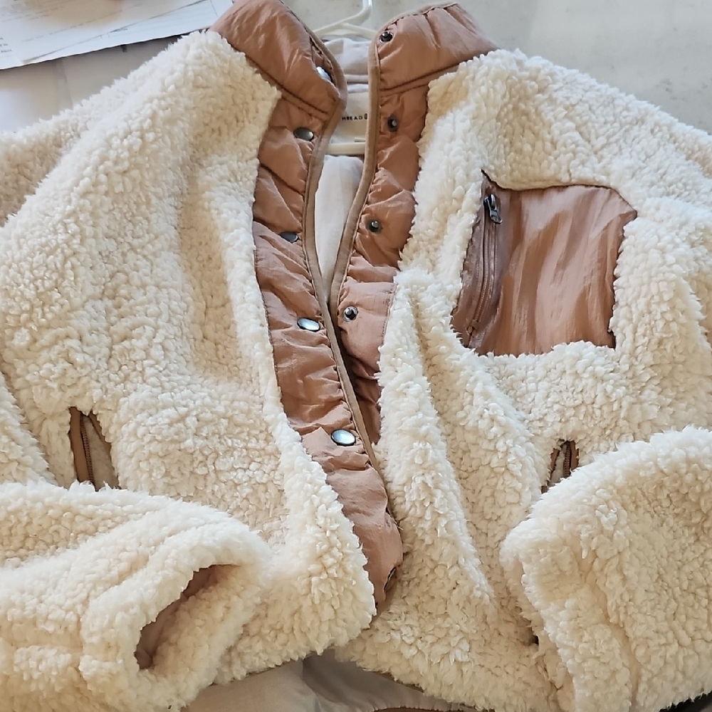 Thread & Supply Cream and Brown Teddy Jacket